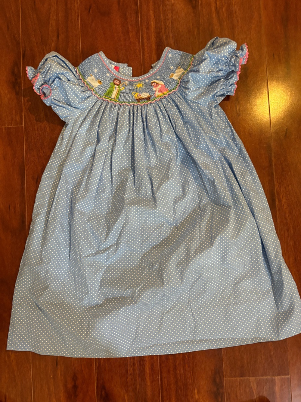 Claire & Charlie Smocked Nativity Scene Bishop Dress Size 3